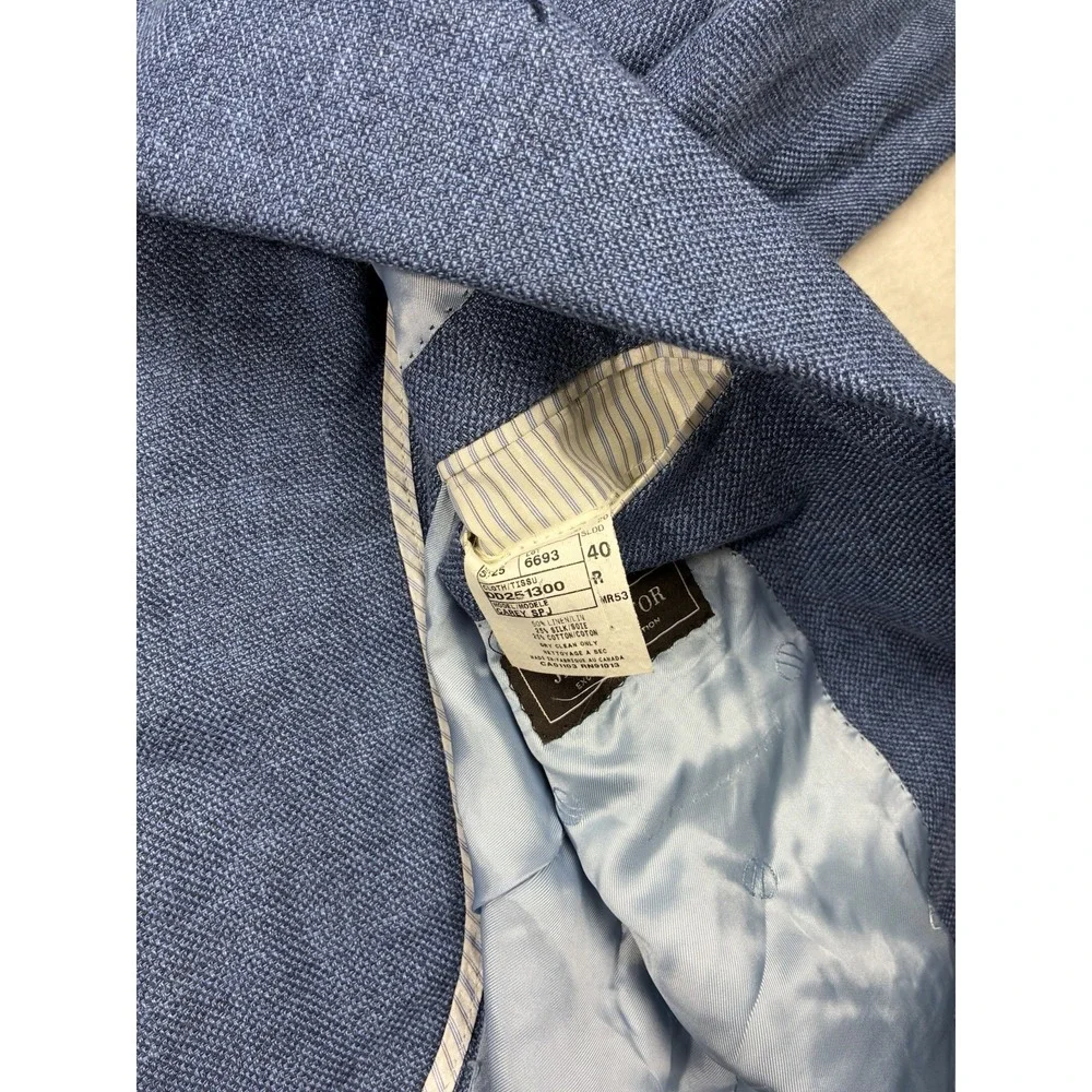 Jack Victor 40R Blazer Blue Wool Silk Cotton Sport Coat Mens Canada Italy Luxury
